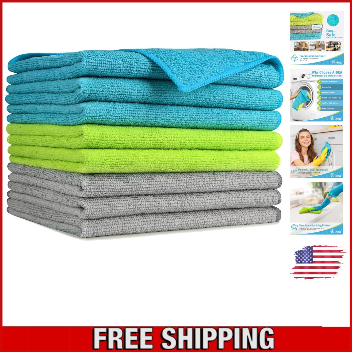 Soft and Absorbent 8PK Microfiber Towels – Perfect for Home, Kitchen & Autos