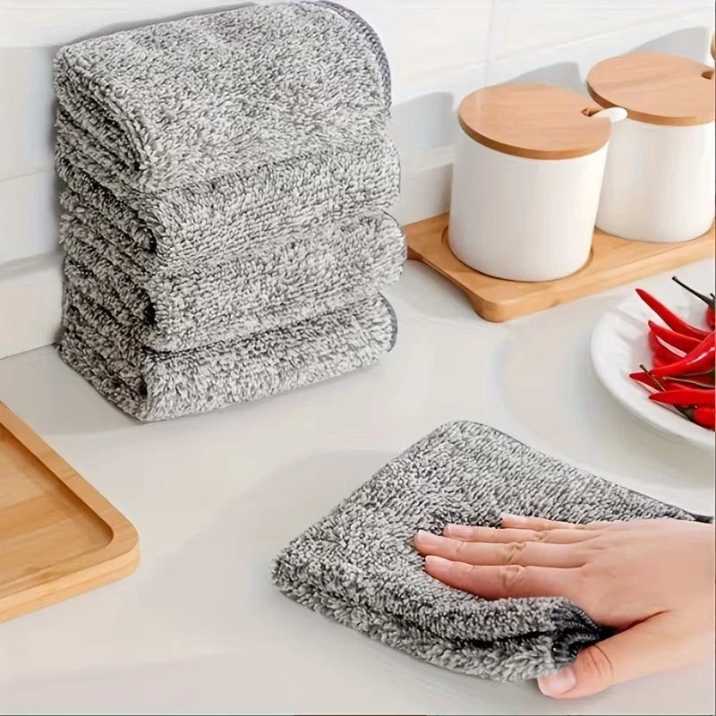 10Pc Microfiber Cleaning Cloth Bamboo Charcoal Towel Car Kitchen Wash Rag