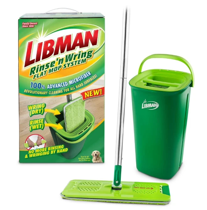 Libman Rinse N Wring Flat Mop System with Microfiber Pad