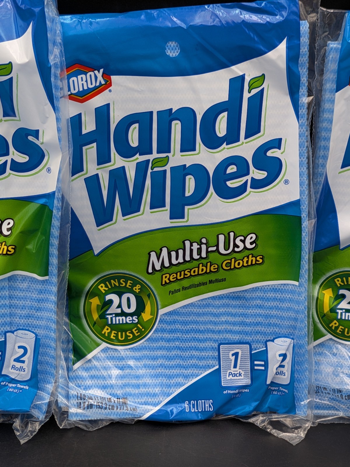 6 packs Clorox Handi Wipes Multi-Use handy Reusable Cloths, 6 Count = 36 Total