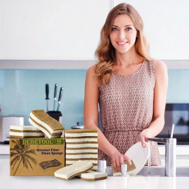 12pcs Kitchen Sponge Natural Biodegradable Eco-Friendly Dish Sponges for Kitchen
