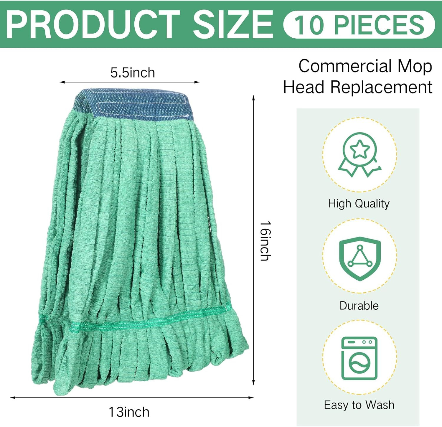 10 Pcs Microfiber Mop Head Refill for Home & Industrial Floor Cleaning
