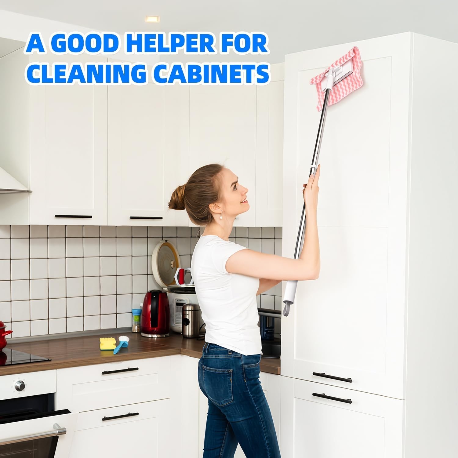 NEW Mini Mop with 39in Handle Zero-Touch Gap Dust Cleaner and Lock Head
