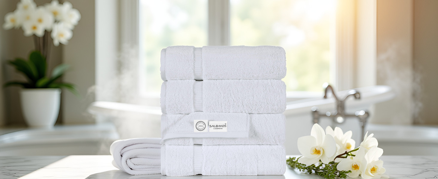100% Turkish Cotton Bath Towel Set of 4 27×54 inch | Heirloom Quality | Hotel &