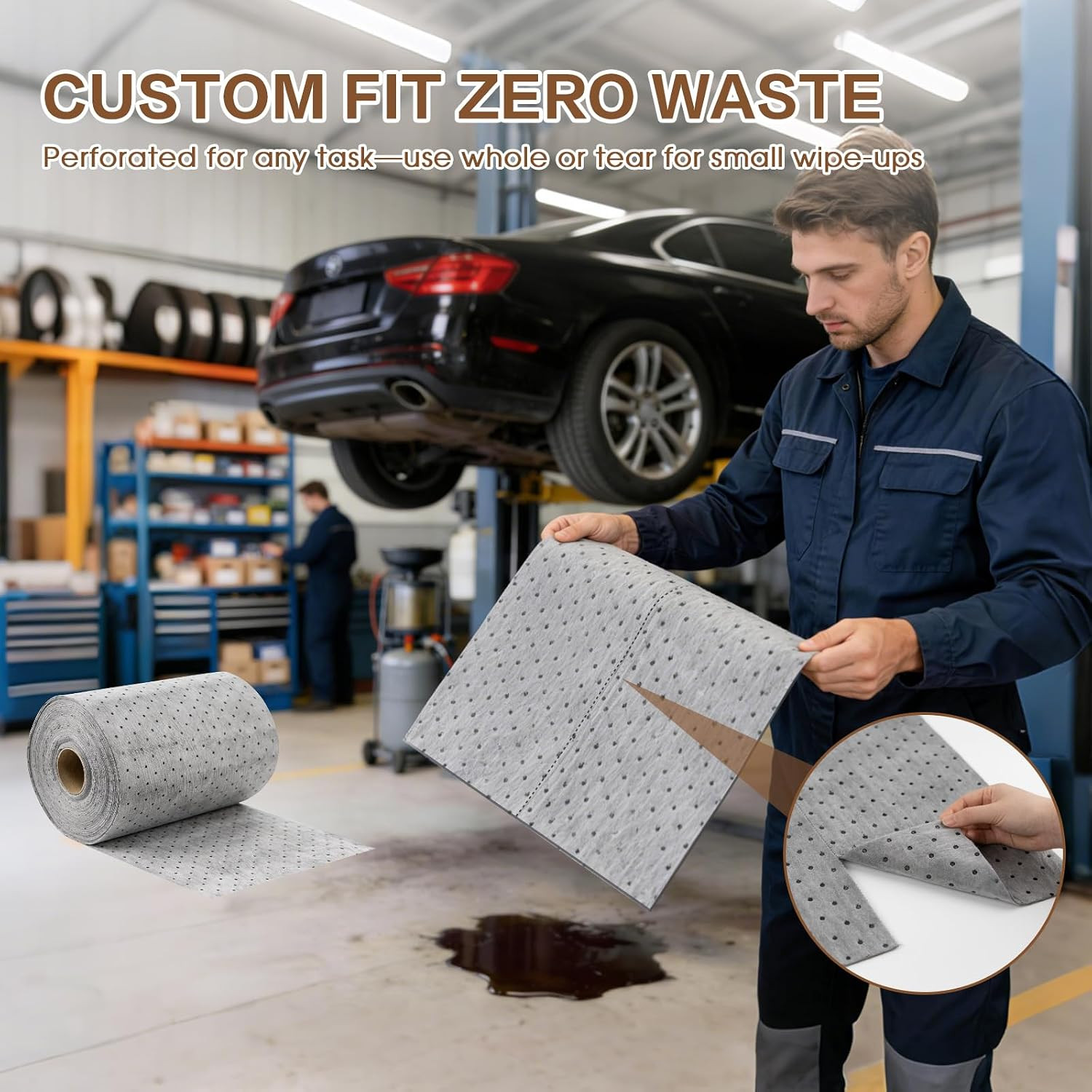 Oil Absorbent Pads Roll, Oil Absorbent Mat 15″ X 50′ Heavy Duty for Industrial