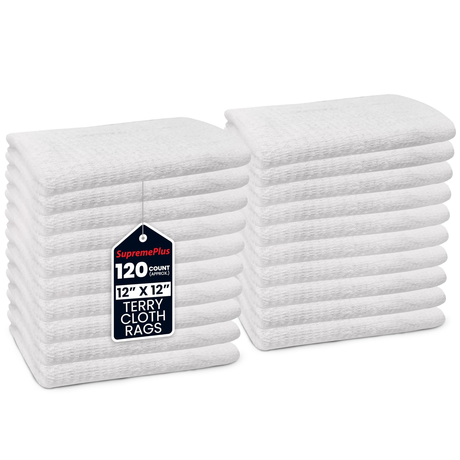100% Cotton Terry Cleaning Cloths, 10 lbs. – 120 Count (12” x 12”), Highly Ab…