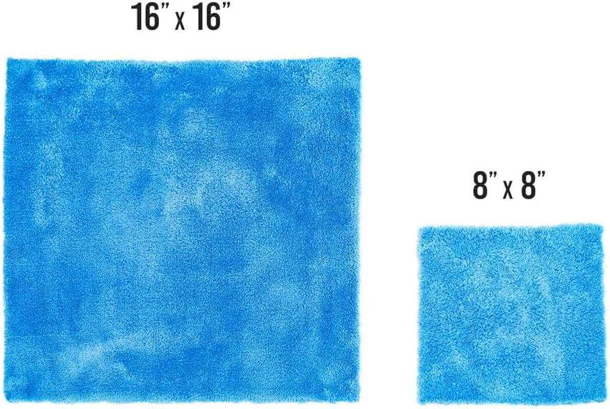 10 Pack Plush Microfiber Detailing Towels 500GSM 8×8 Edgeless 70/30 Blue