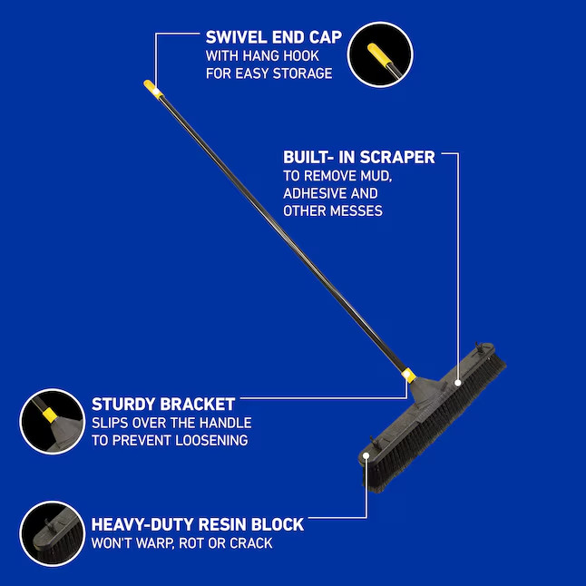 Quickie Bulldozer 24-in Poly fiber Smooth surface Push to center Push Broom