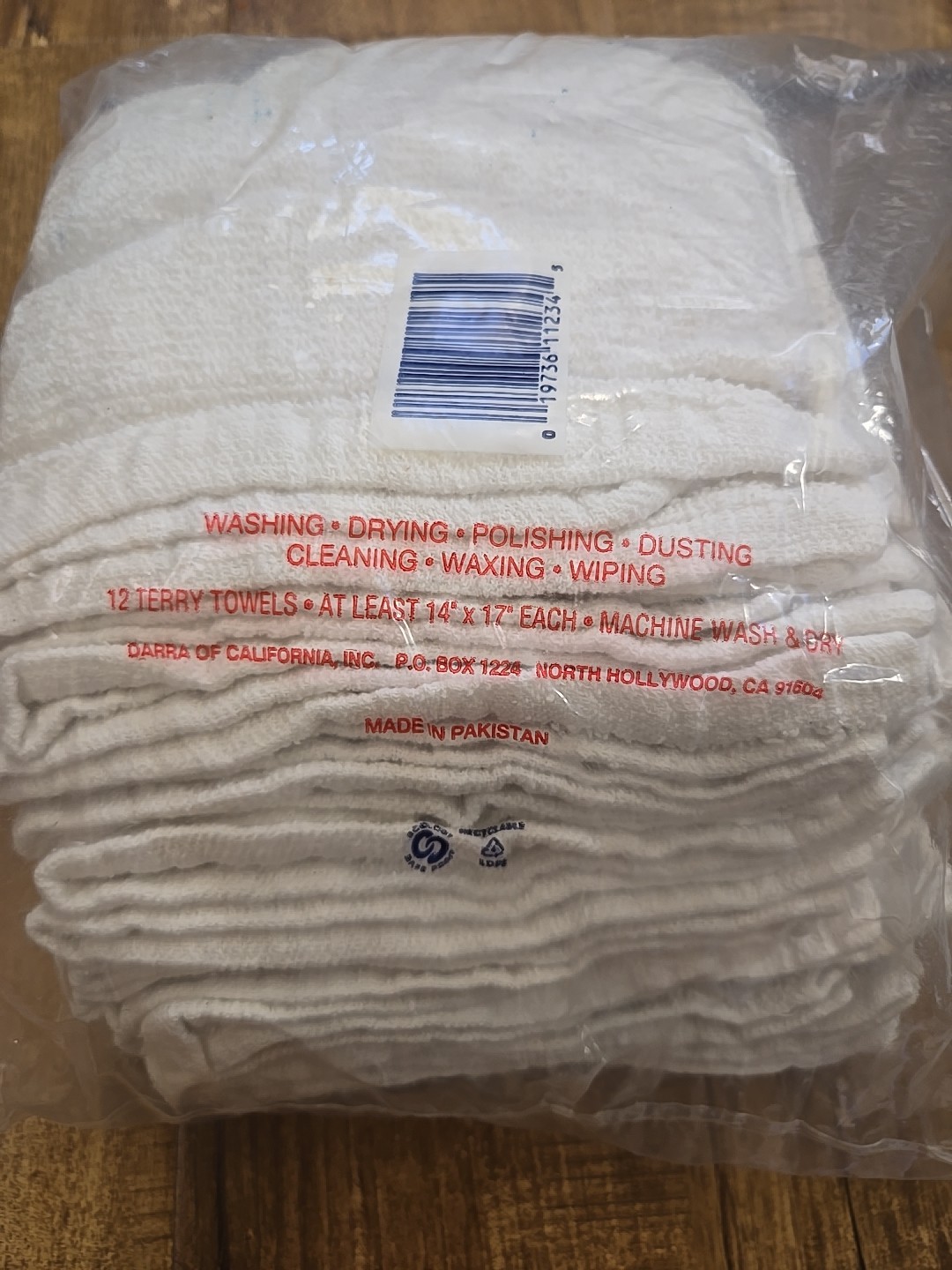 DARRA Terry Towels-White 14×17 All-Purpose 100% Cotton 12 PACK