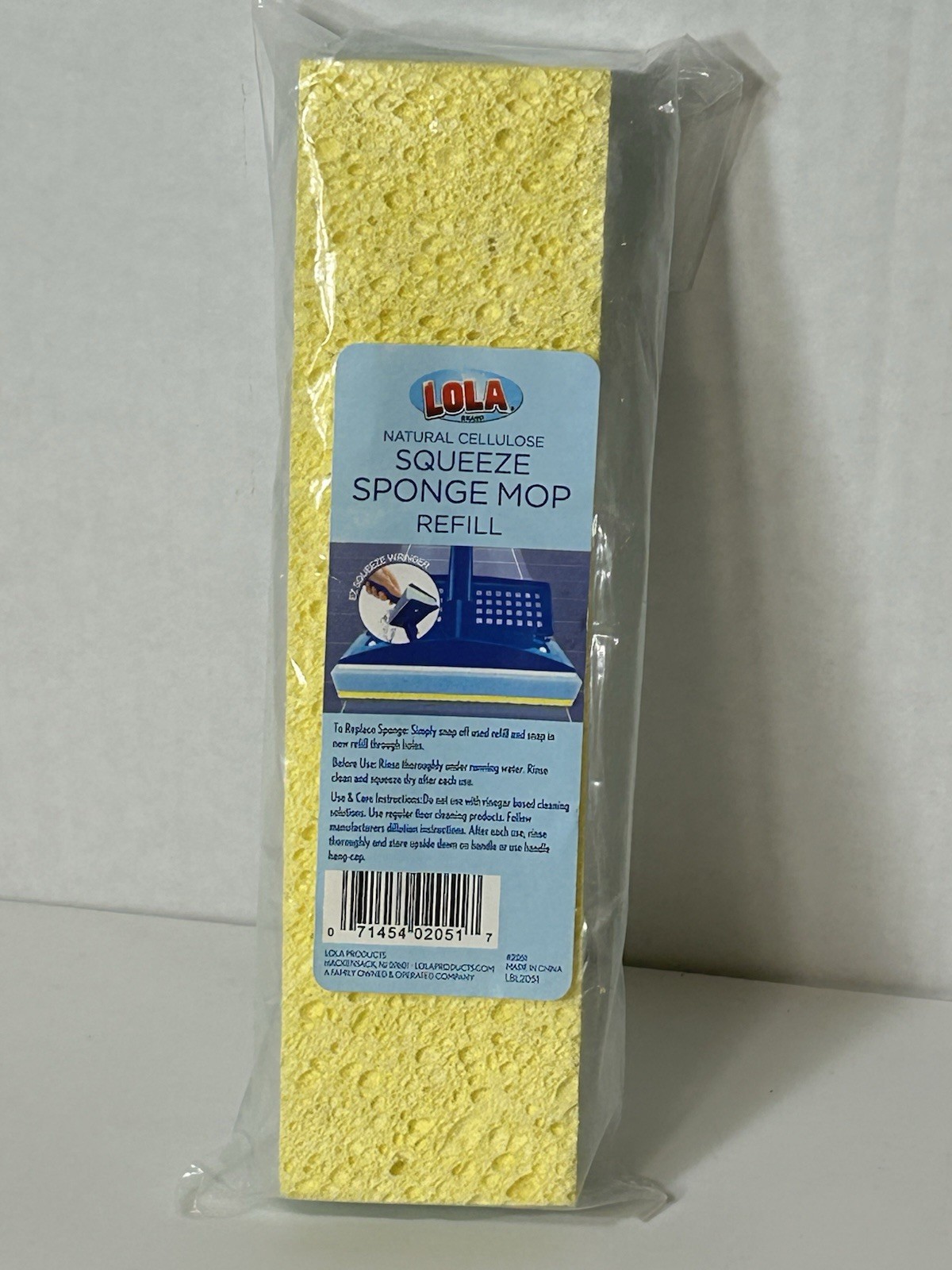 NEW 1 LOLA Natural Cellulose Squeeze Sponge Mop Refill – 9″ Super Absorbent NIP