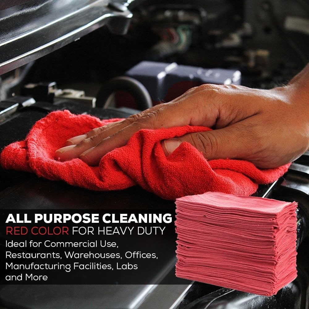 Simpli-Magic Cotton Shop Towels 14″x12″ (90 Pack) – Reusable Cleaning Shop Rags