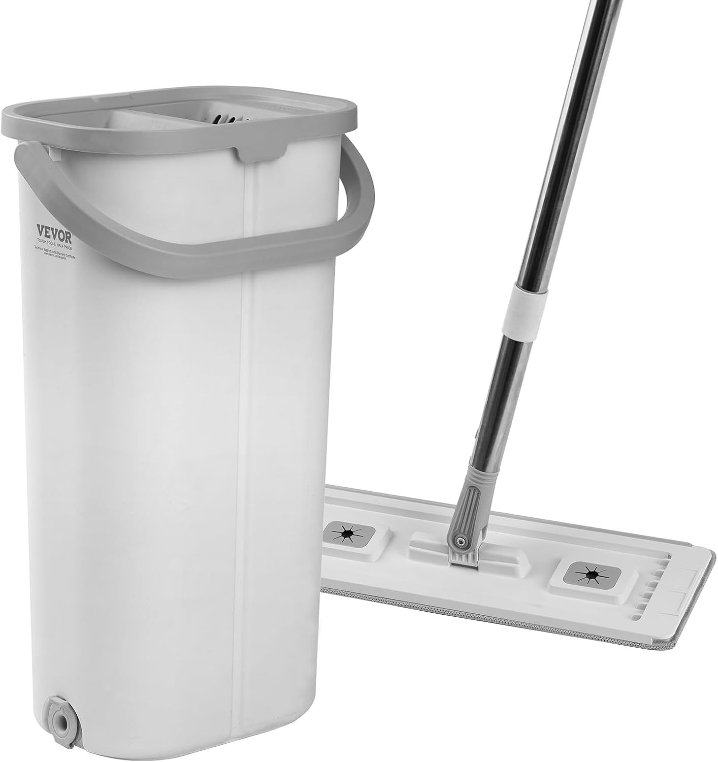 Mop and Bucket with Wringer Set, Wet & Dry Use, Flat Mop and Bucket System with