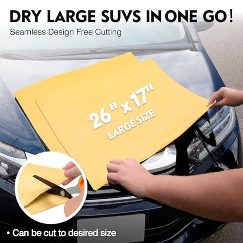 Premium Shammy Cloth for Car Drying 2pk (26”x17”)-Super 2pk 26″x17″ Yellow