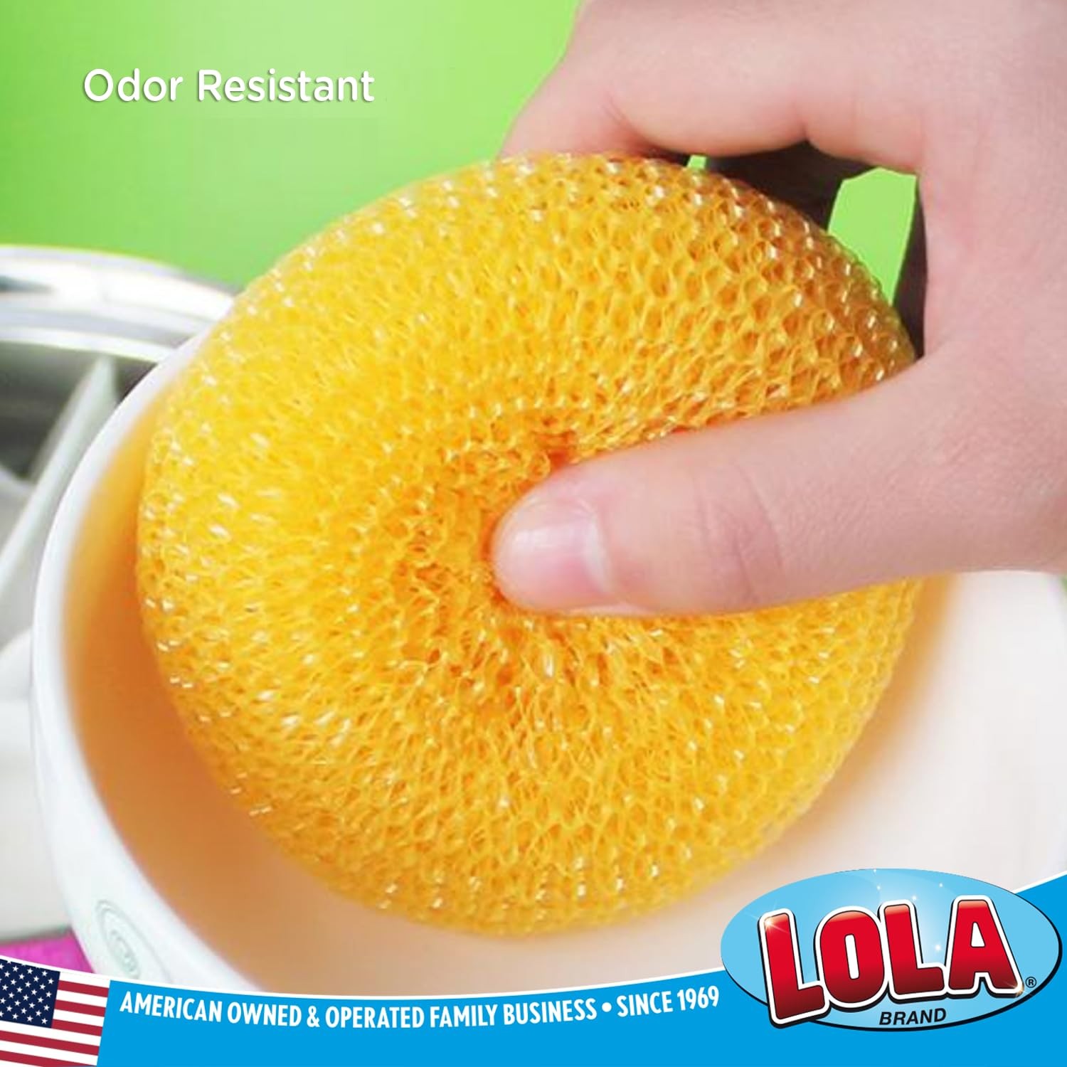 LOLA Plastic Mesh Scouring Pads – 3 Pack, 3.375″ x 3 Assorted Colors