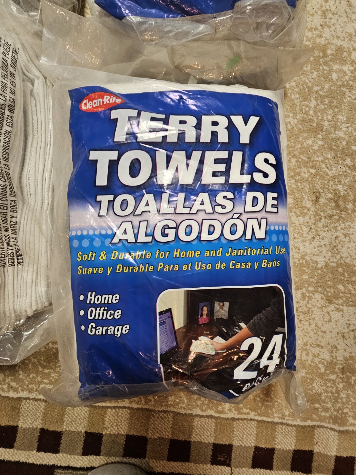 HDX Multi-Purpose Terry Towels White Cleaning Rags 14×17 60 Pack X2 24 Pack X2