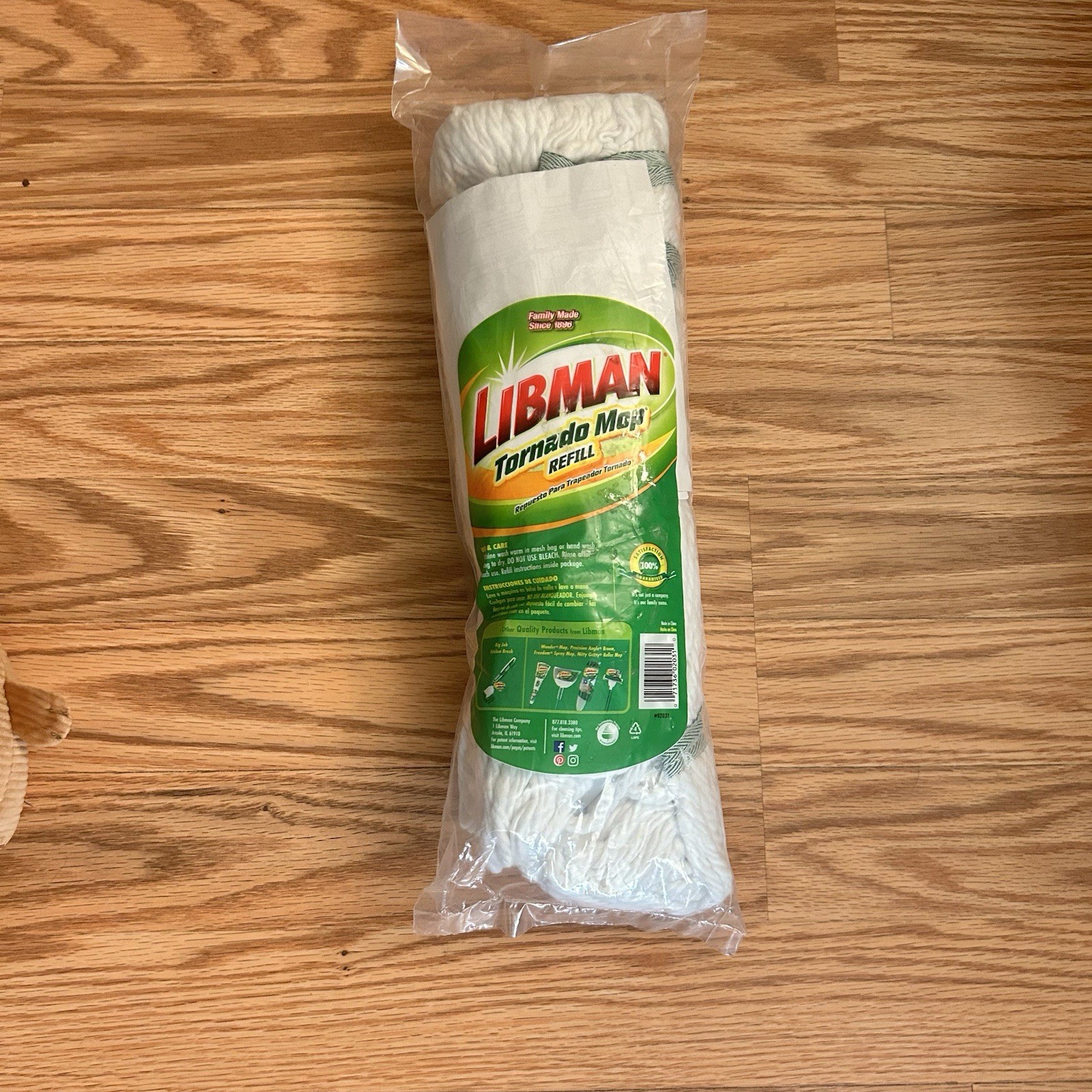 Libman Tornado Mop Refill White Cotton Blend Attachment Style Snap-On
