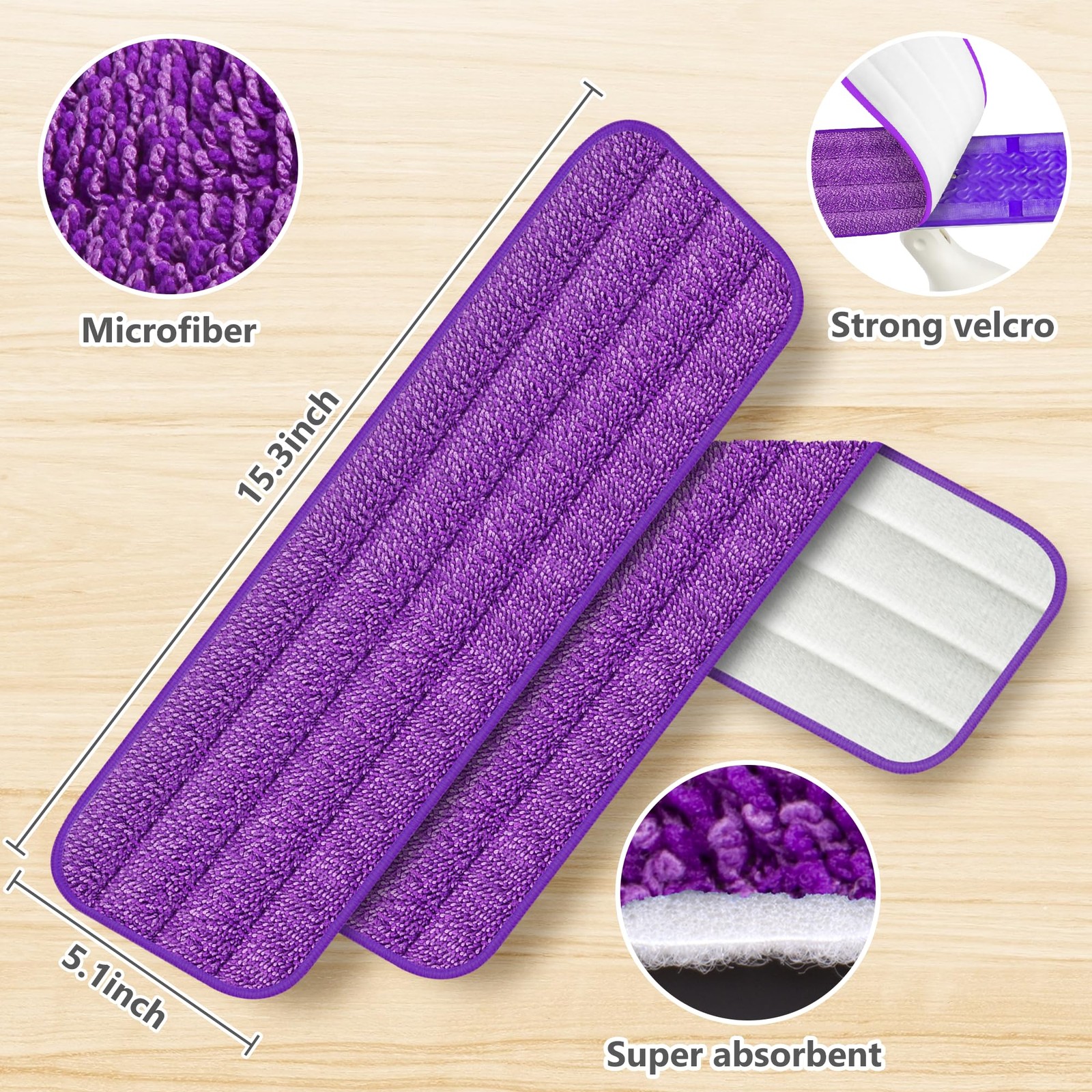 6 Microfiber Mop Pads,Trapping Refills, All Surfaces