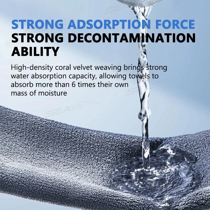 SEAMETAL Microfiber Car Wash Towel 500GSM Ultra Absorbent Double-Sided Cloth