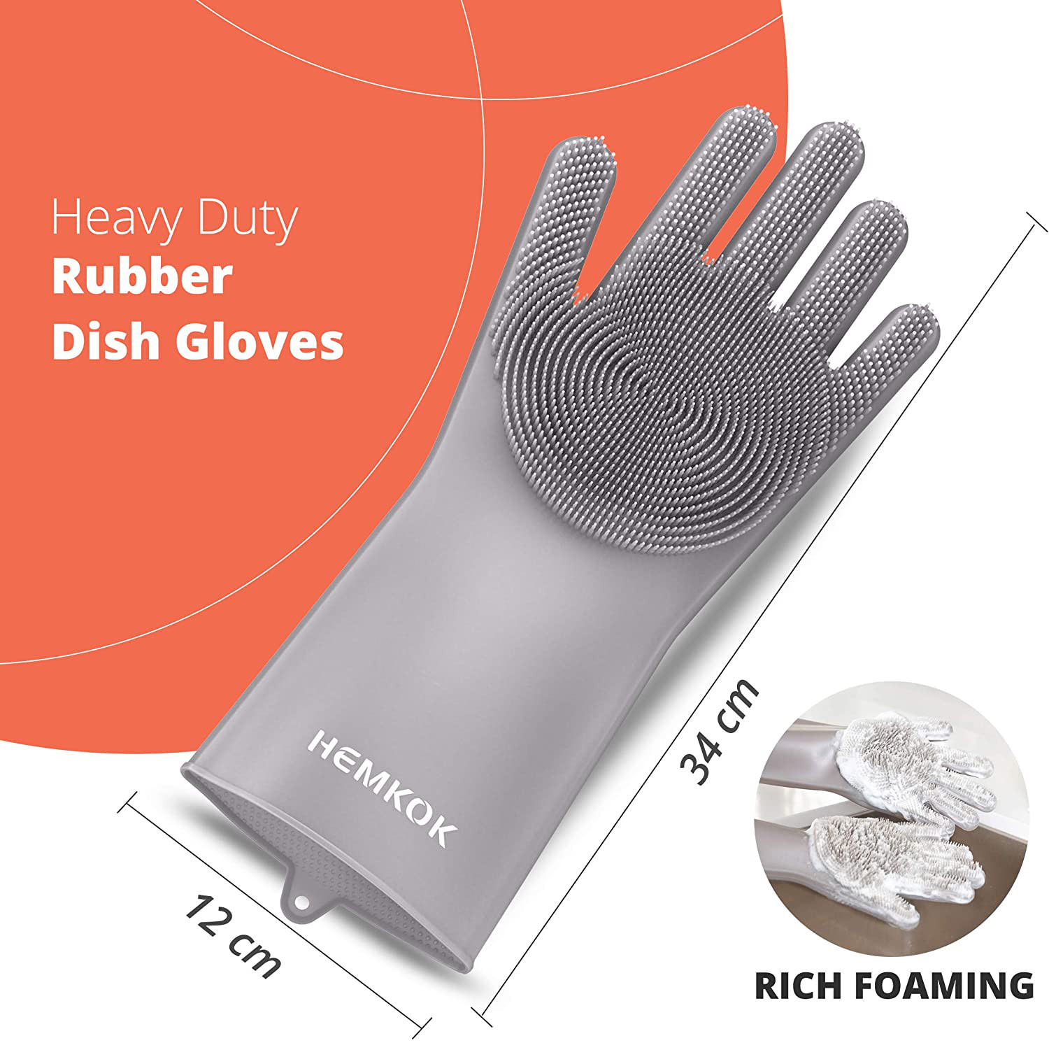 1 pair Silicone Dishwashing Multipurpose House Cleaning Gloves W/Scrubber