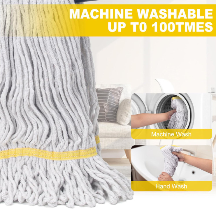 Mopa industrial con 3 recambios grandes y mango 150 cm para suelos húmedos