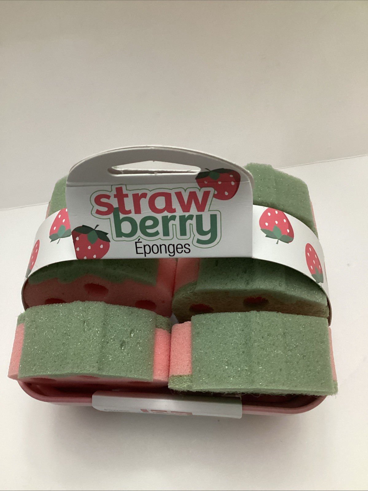 Joie Strawberry Sponges 6 pc Pink Green Valentines
