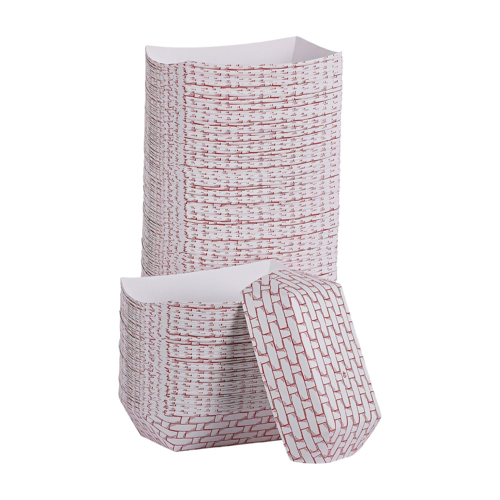 Boardwalk 30LAG040 Paper Food Baskets, 6 oz Capacity, Red/White (Case of 1000)