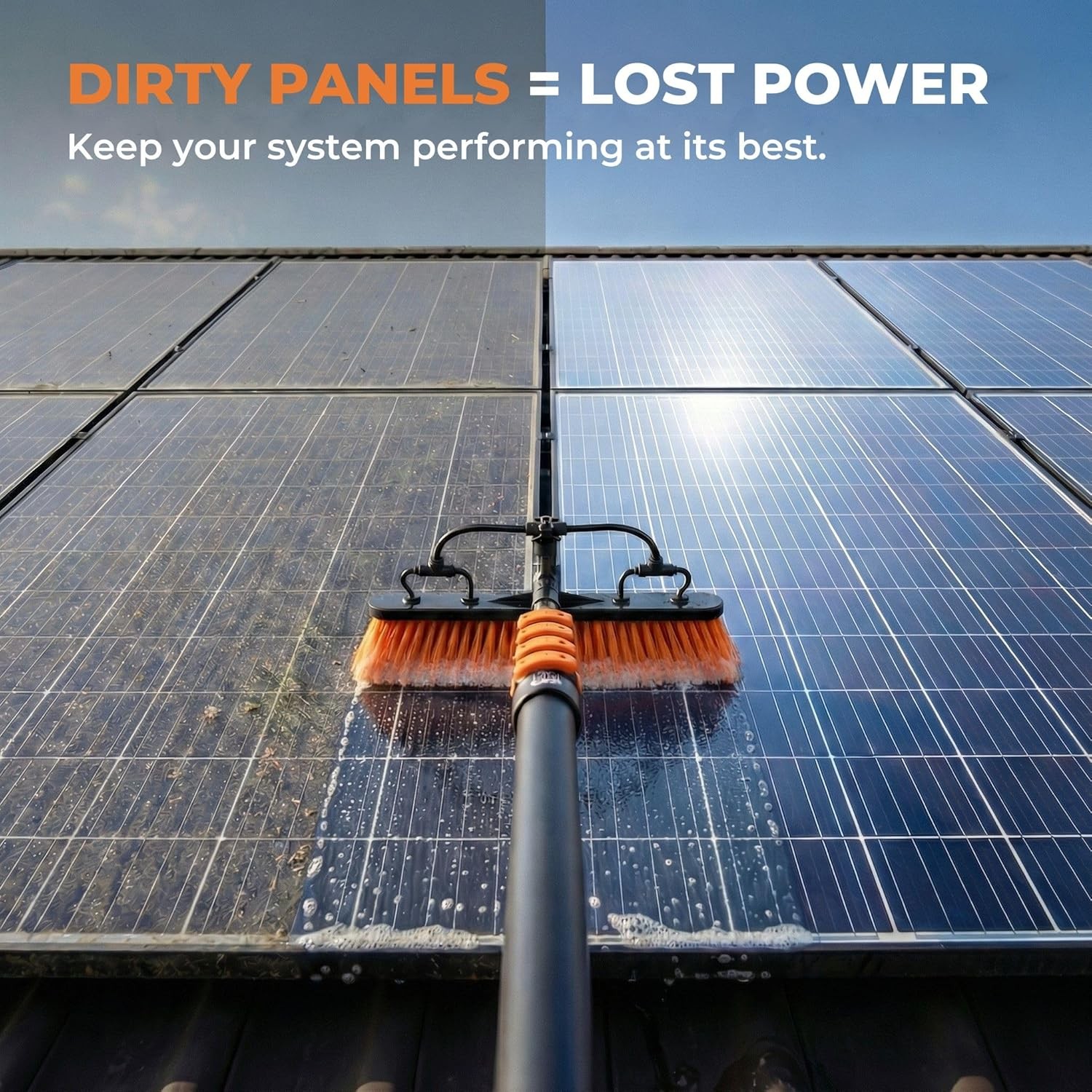 Solar Panel Cleaning Brush With 20Ft Extension Pole Water Fed Pole Brush With So