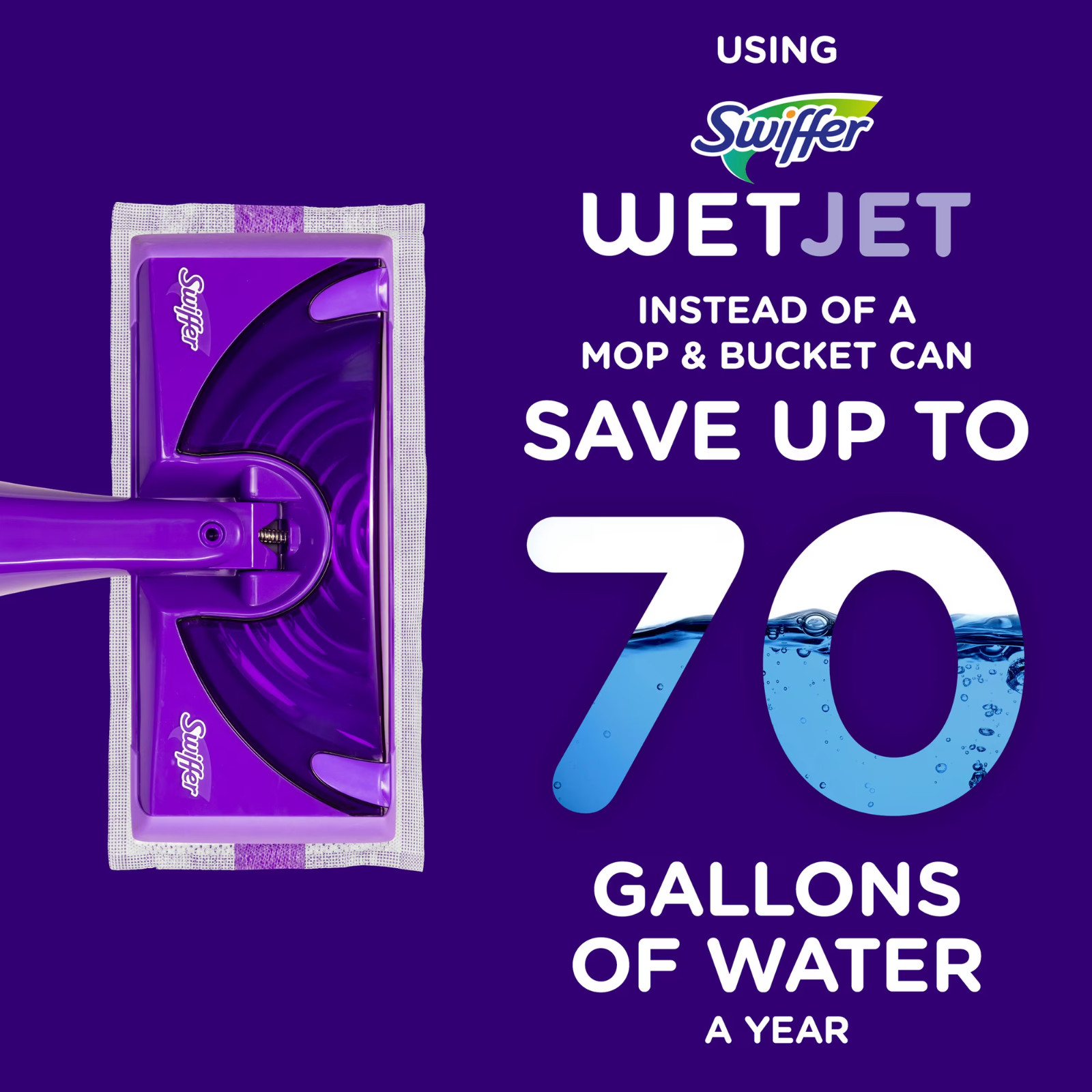 Swiffer Wet Jet with Refill, Unscented, 1 Handle + 1 Solution & 5 Pads + Battery