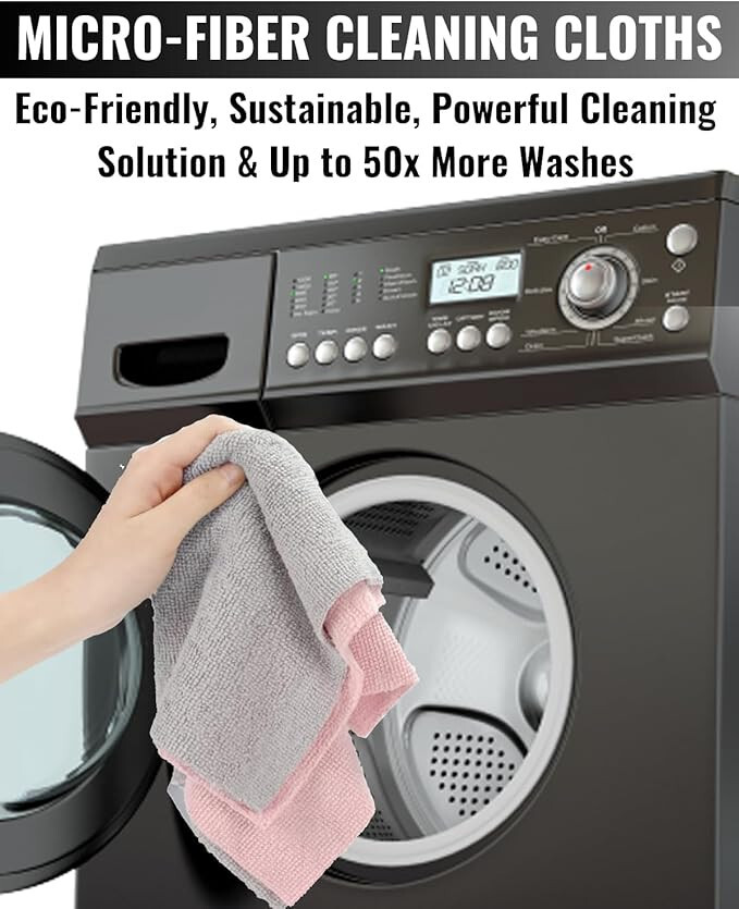 USTRADEENT Pack Of 6 Microfiber Cleaning Cloth Roll 12×12 Inches -75 Pack