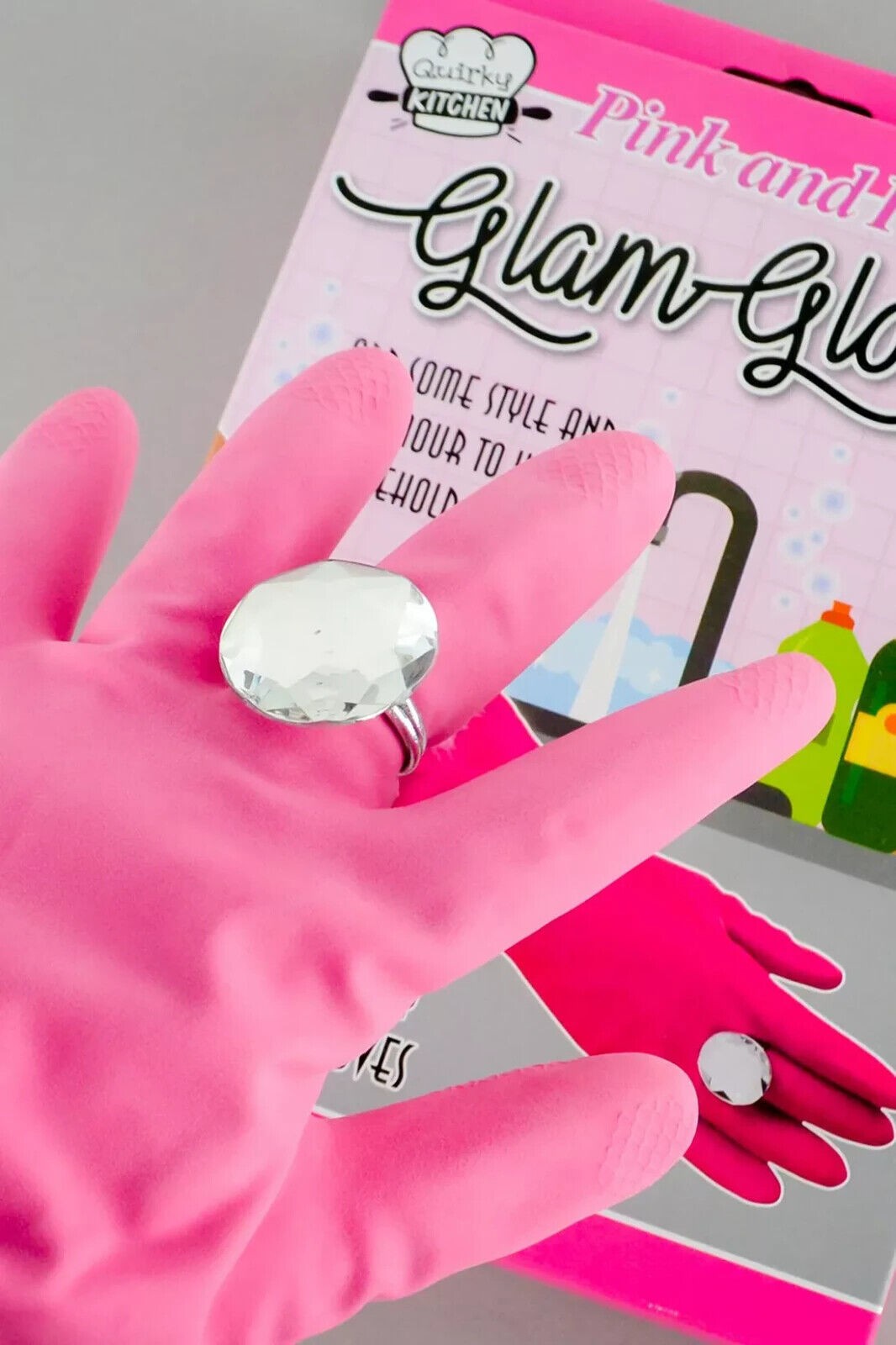 Pink & Pearly Diamond Luxury Glam Gloves – Household Washing Cleaning Kitchen