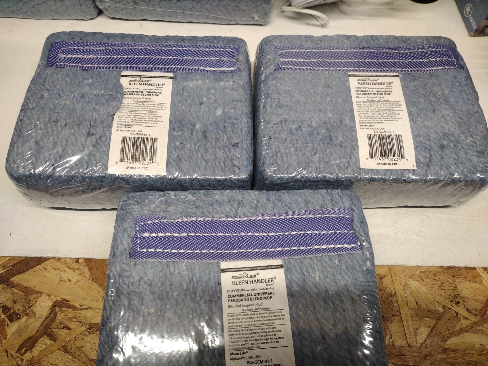 3 Kleen Handler Commercial Mop Head Refills, 6” Universal Headband, Cotton Blend
