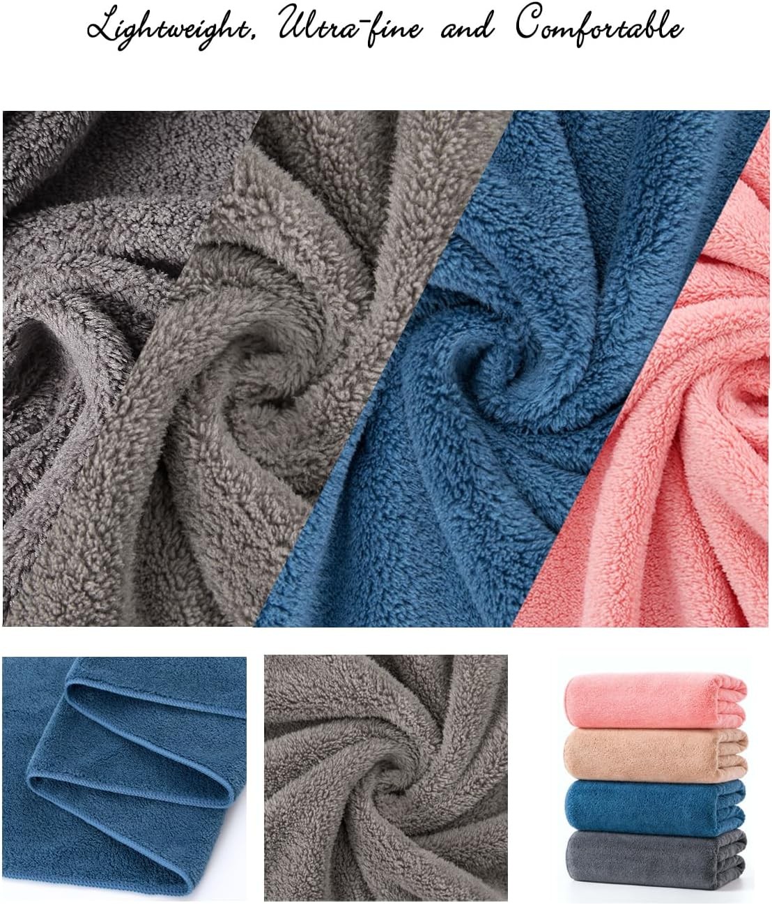8-Piece Soft Microfiber Towel Set Incredibly Absorbent Lightweight Quick Dry and