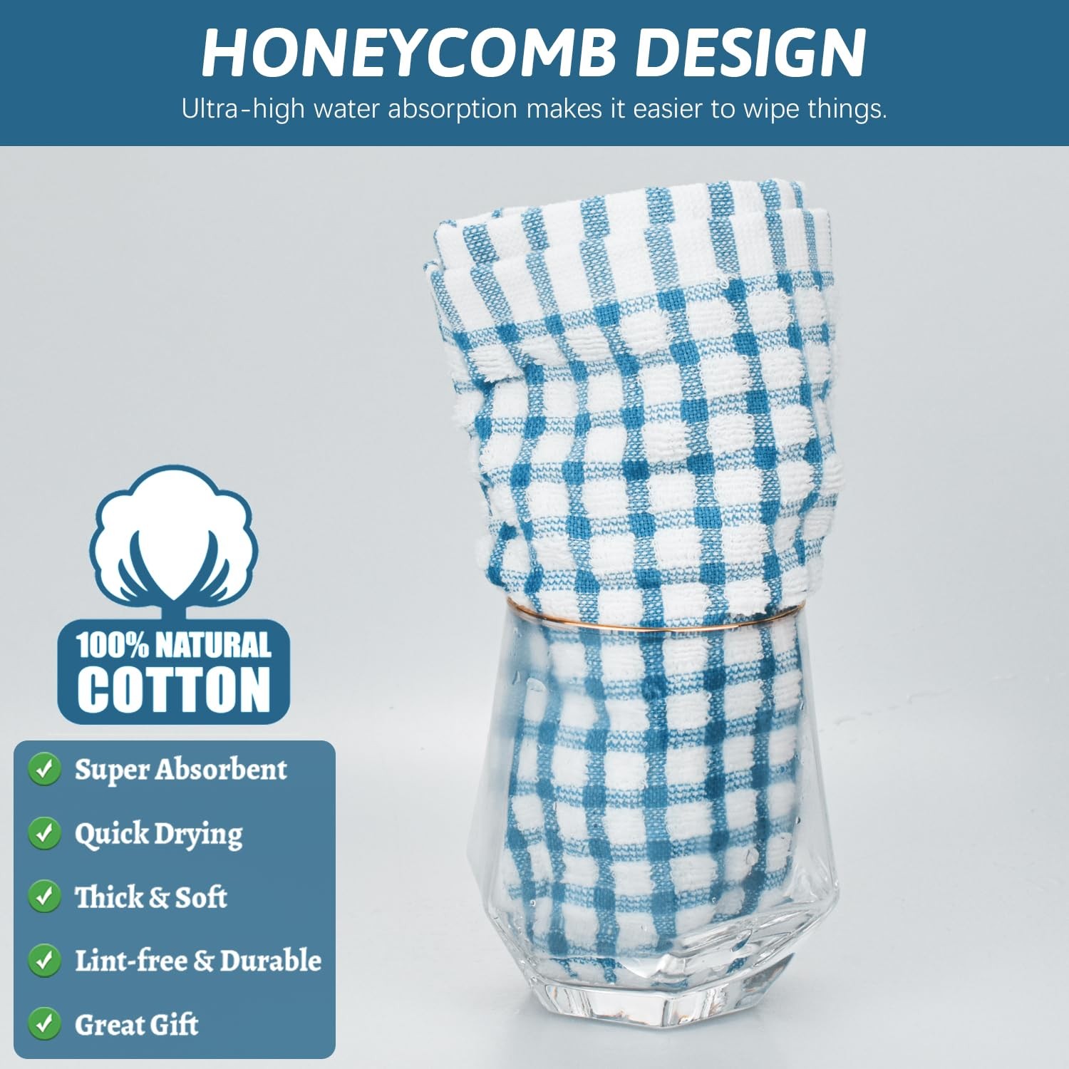 8 Pcs Kitchen Dish Rags,100% Cotton Soft Absorbent Quick Drying Dish Cl