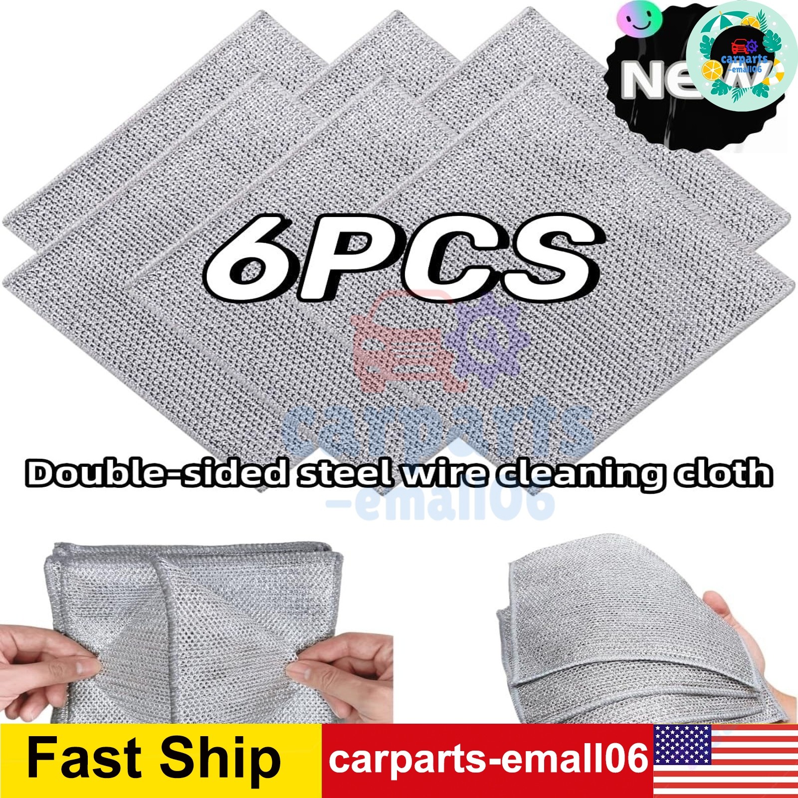 6 Pack Steel Wool Dishwashing Pads Multipurpose Mesh Dish Cloths Stainless Steel