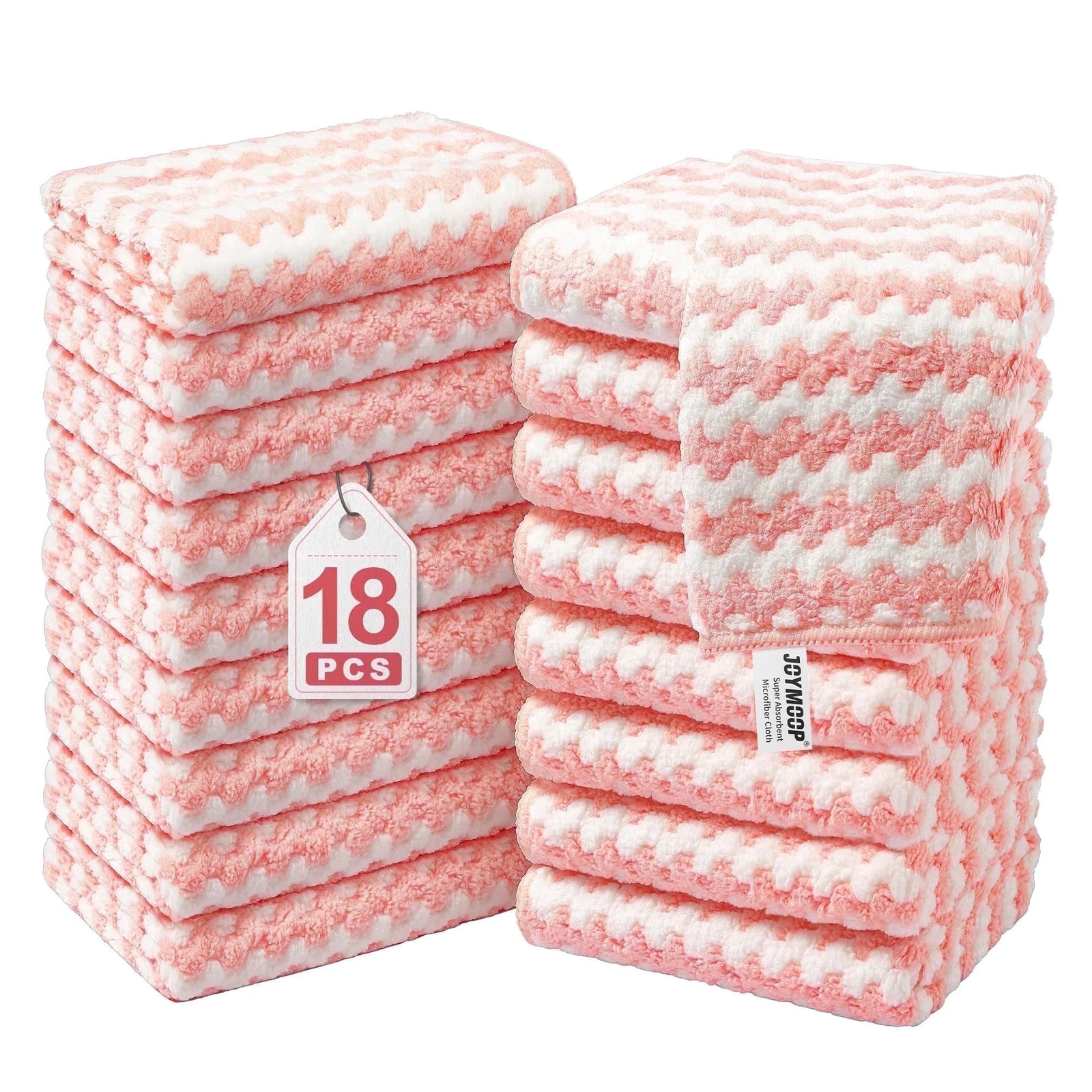 Microfiber Cleaning Cloths – 18 Pack, 10″ X 10″, Pink