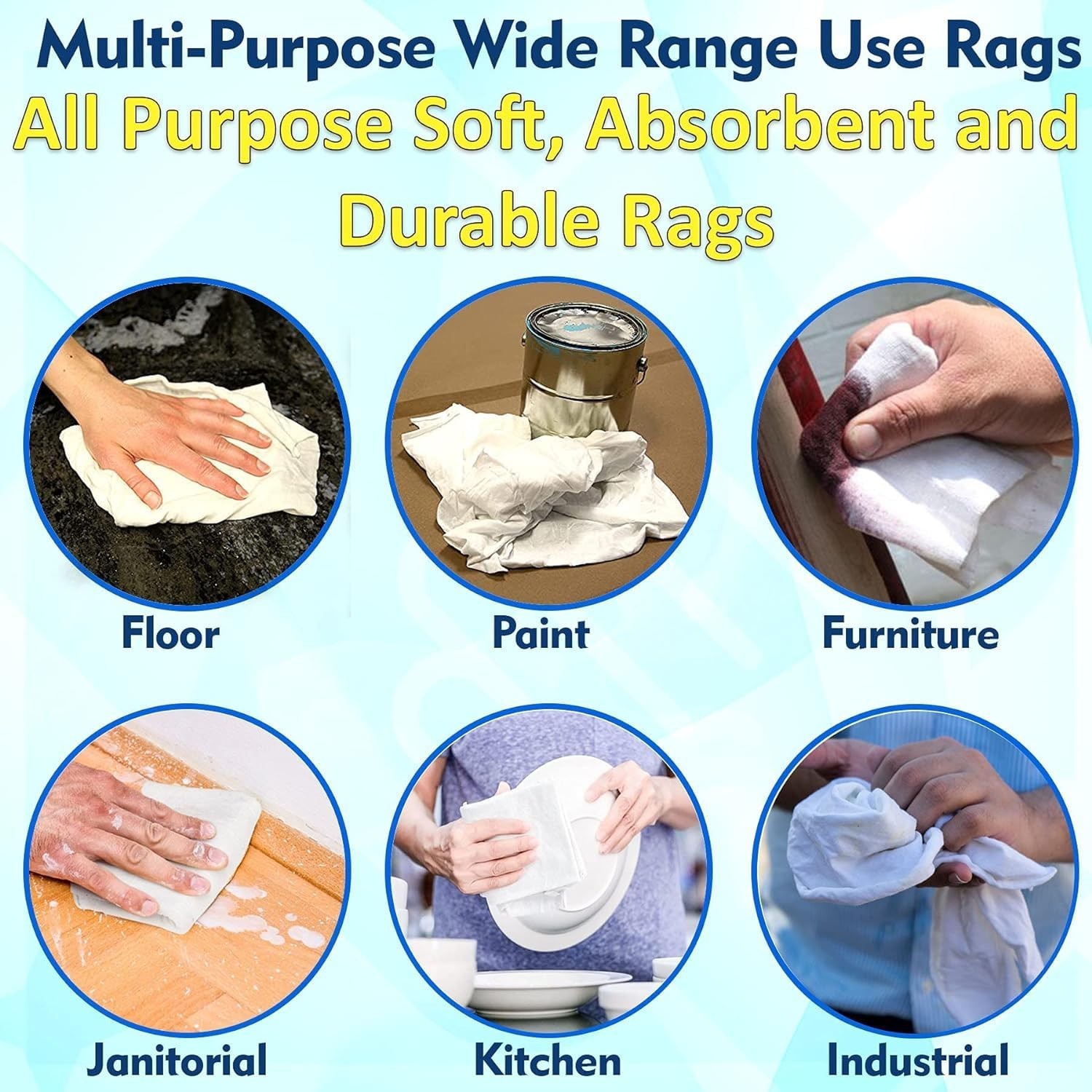 Bulk Cleaning Rags – White Knit T-Shirt Towels (5 lbs) for Home, Auto, Garage, P