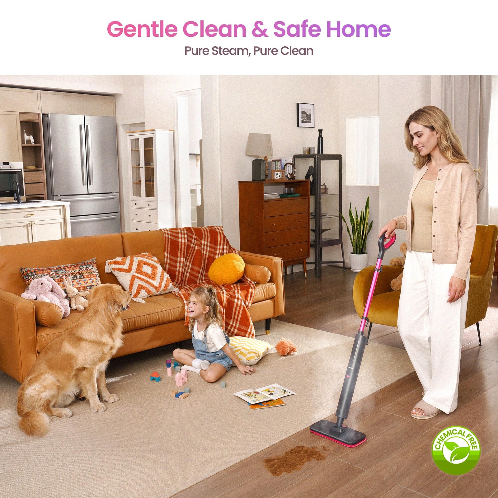 Schenley Steam Mop Cleaner Powerful 15s Fast Heat Up Chemical Free for