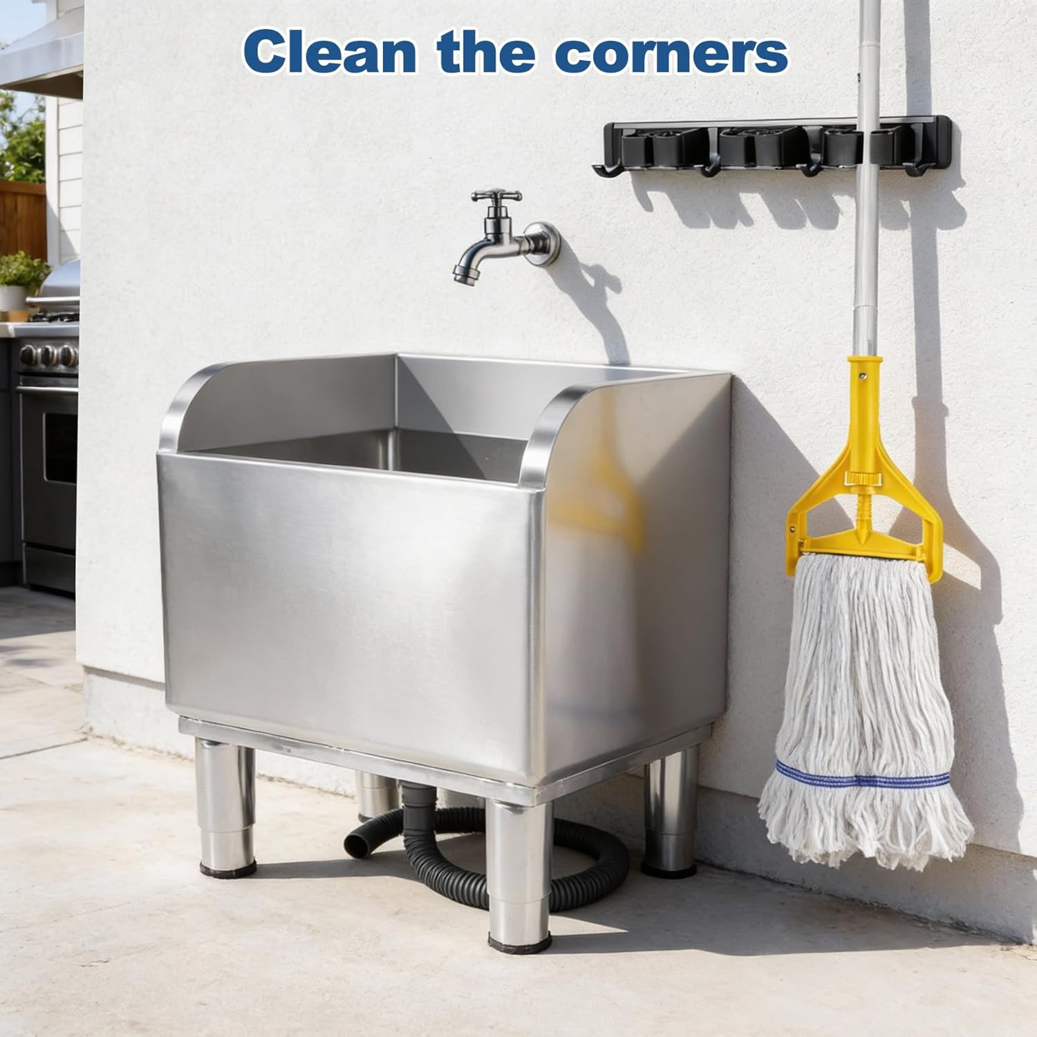 17 3/4in Stainless Steel Floor Mop Sink with Detachable Mop, Suitable for Laundr