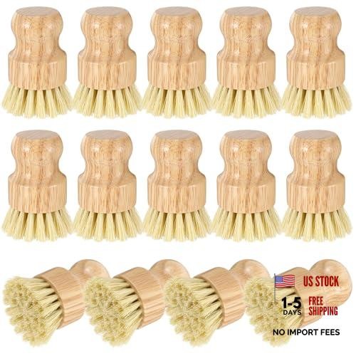 14 Pack Bamboo Dish Brush Set – Natural Sisal Scrubs for Pots Pans Sinks