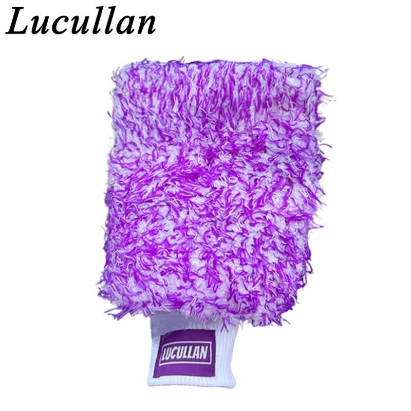 Premium Purple Microfiber Car Wash Mitt Glove Foam Stitch
