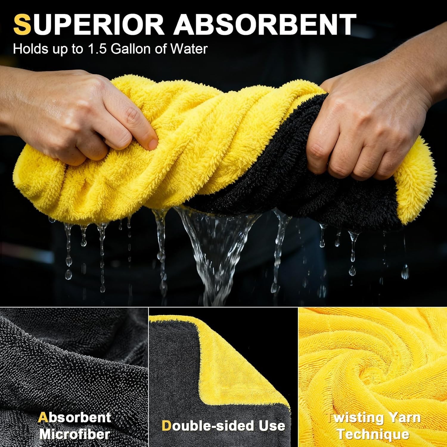 XXL Microfiber Car Drying Towels – Machine Washable, 3-Pack for Ultimate Care