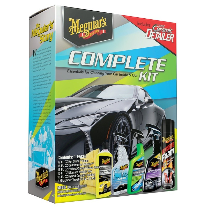 Complete Car Care Kit 6 Piece Auto Cleaning Detailing Set Wash Wax Protect Shine