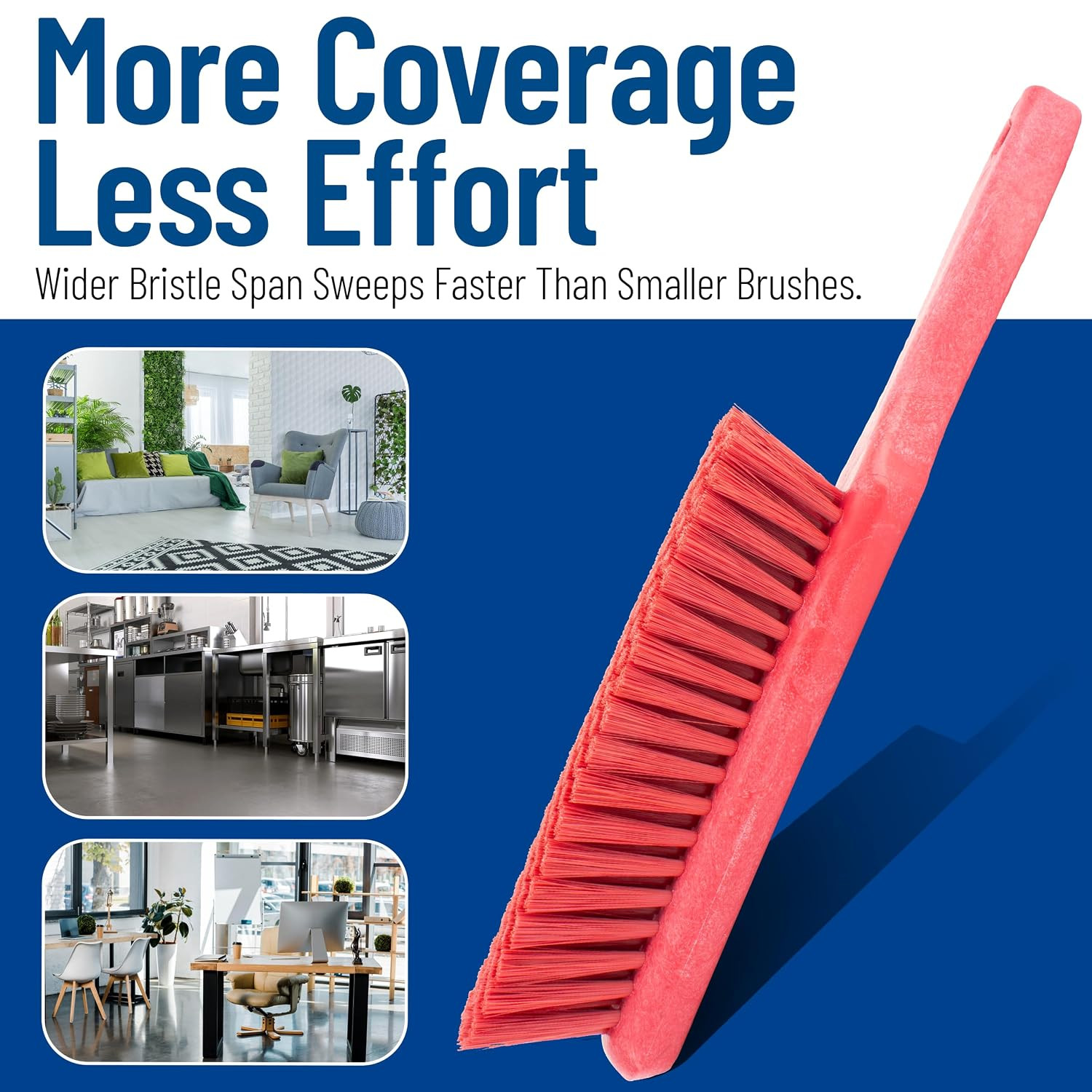 8 Inch Soft Counter Brush with Polyester Bristles and 5 Inch Handle, Color Coded