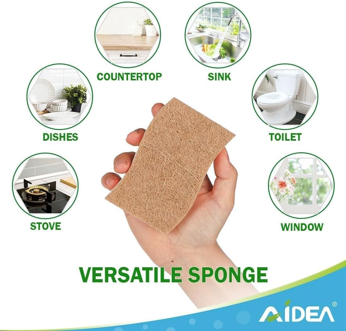 Sponges Non Scratch, 6Count, Natural Sponge for Non Stick Cookware, Sponge