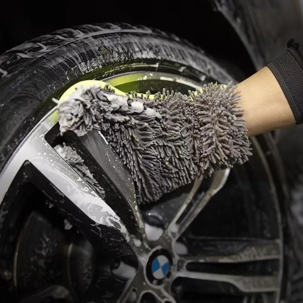 5-Finger Car Wash Mitt Scratch Free Microfiber Cleaning Gloves Auto Chenille