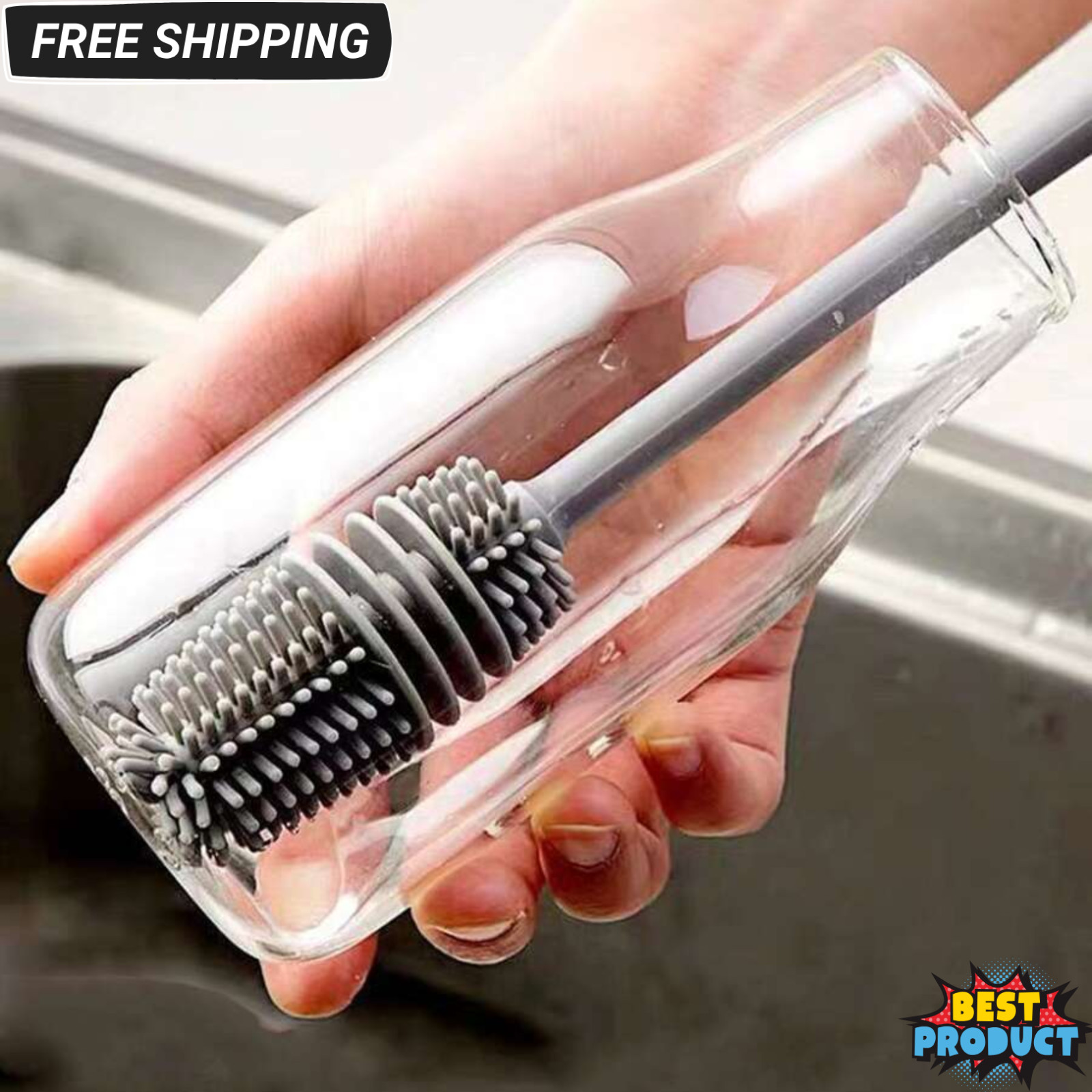 Bottle Cleaning Brush 360° Rotating Long Handle Cup Cleaner Brush For Kitchen