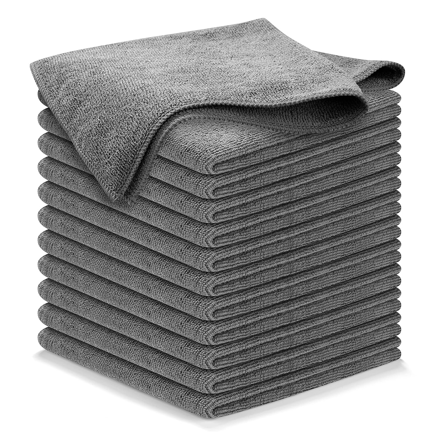 Grey Microfiber Cleaning Cloths 12×12 High Performance Cleaning Rags 12 Pcs