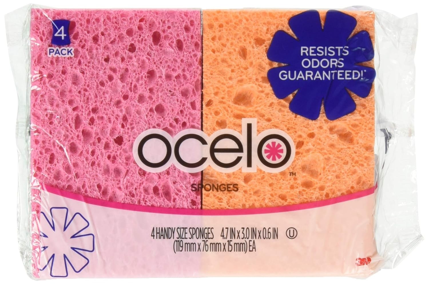 Ocelo Assorted Color Disposable Kitchen Cleaning Sponges 4 Count Pack of 4