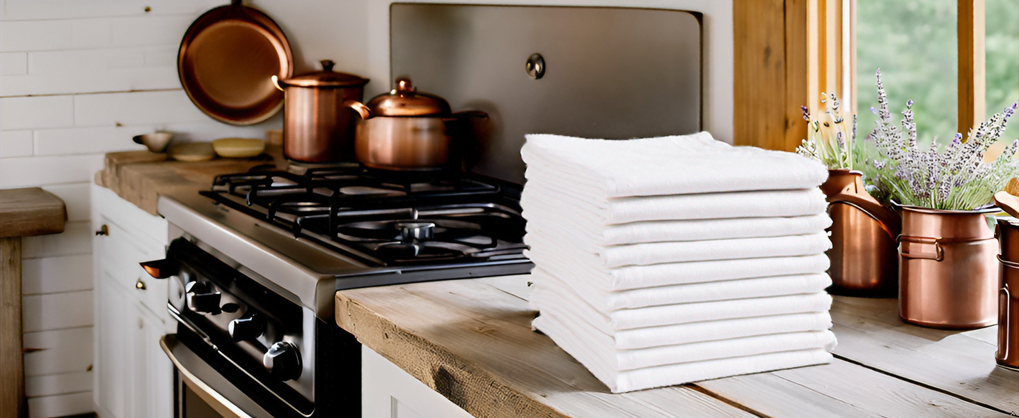 White Kitchen Towels, 10 Pack, 100% Cotton – 20 x 30, Soft and Functional