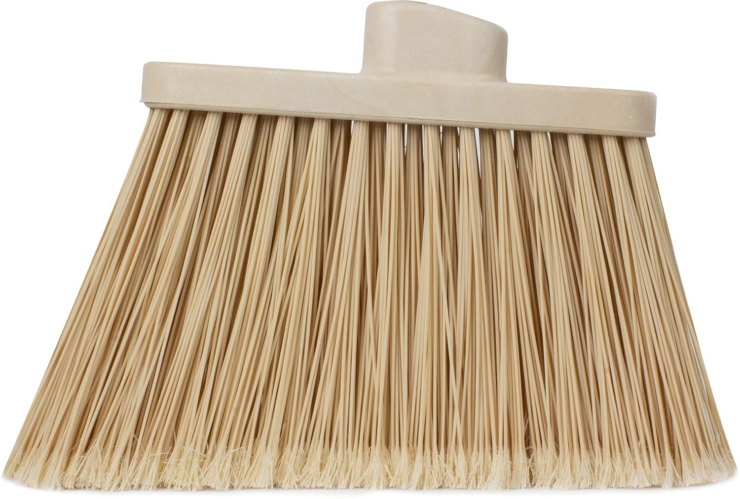 Angled 12-Inch Plastic Broom Head with Flagged Bristles for Indoor Outdoor Use